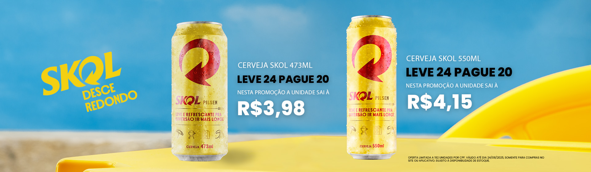 Cerveja Skol 473ml - Leve 24 Pague 20 ate 24/08